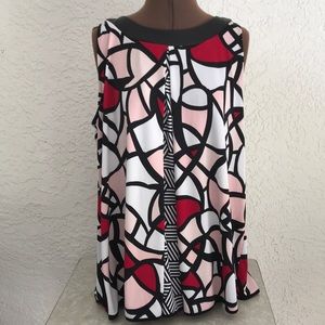Alfani Geometric Print sleeveless knit blouse